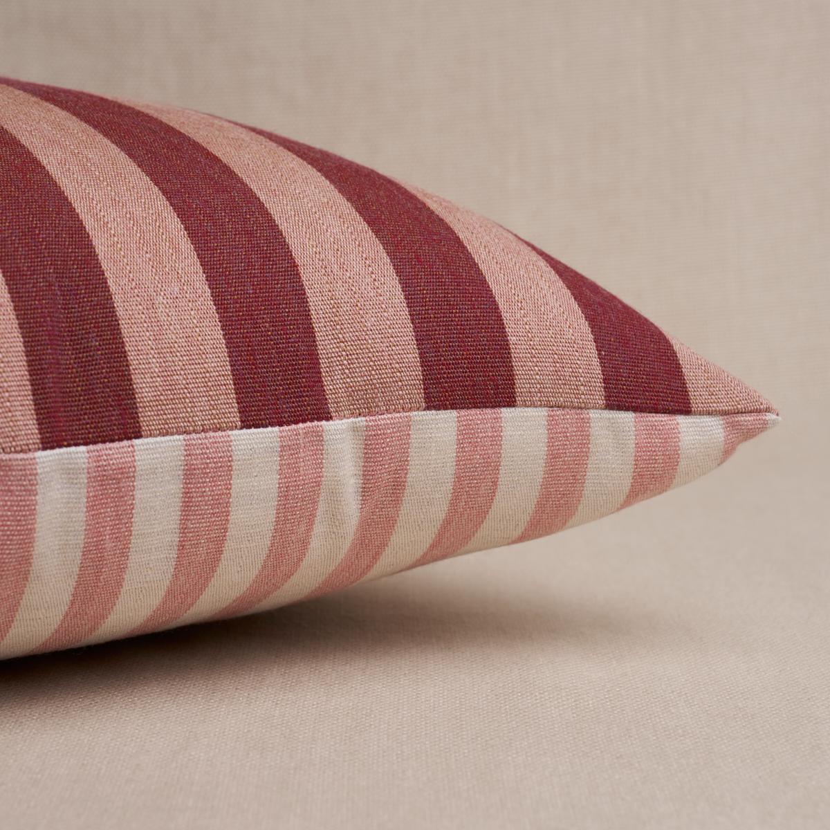 Schumacher Raspberry 20" x 20" Hanson I/O Stripe Pillow