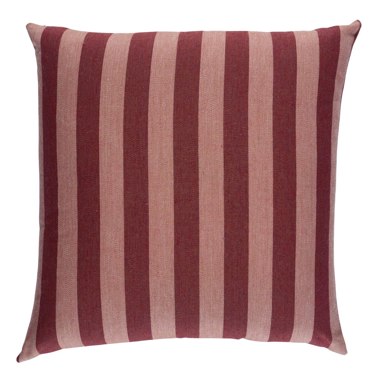 Schumacher Raspberry 22" x 22" Hanson I/O Stripe Pillow