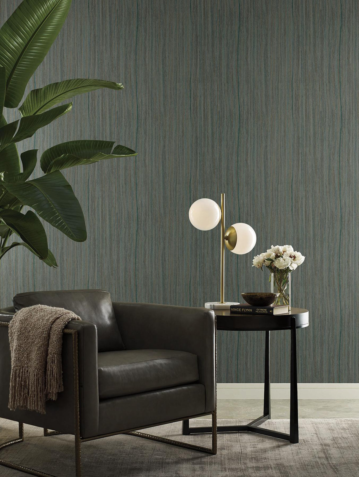 York Wallcoverings Wistman Stripe Teal Wallpaper
