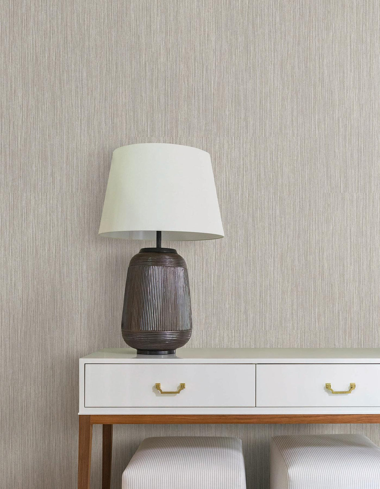 York Wallcoverings Washed Ramie Dove Grey Wallpaper