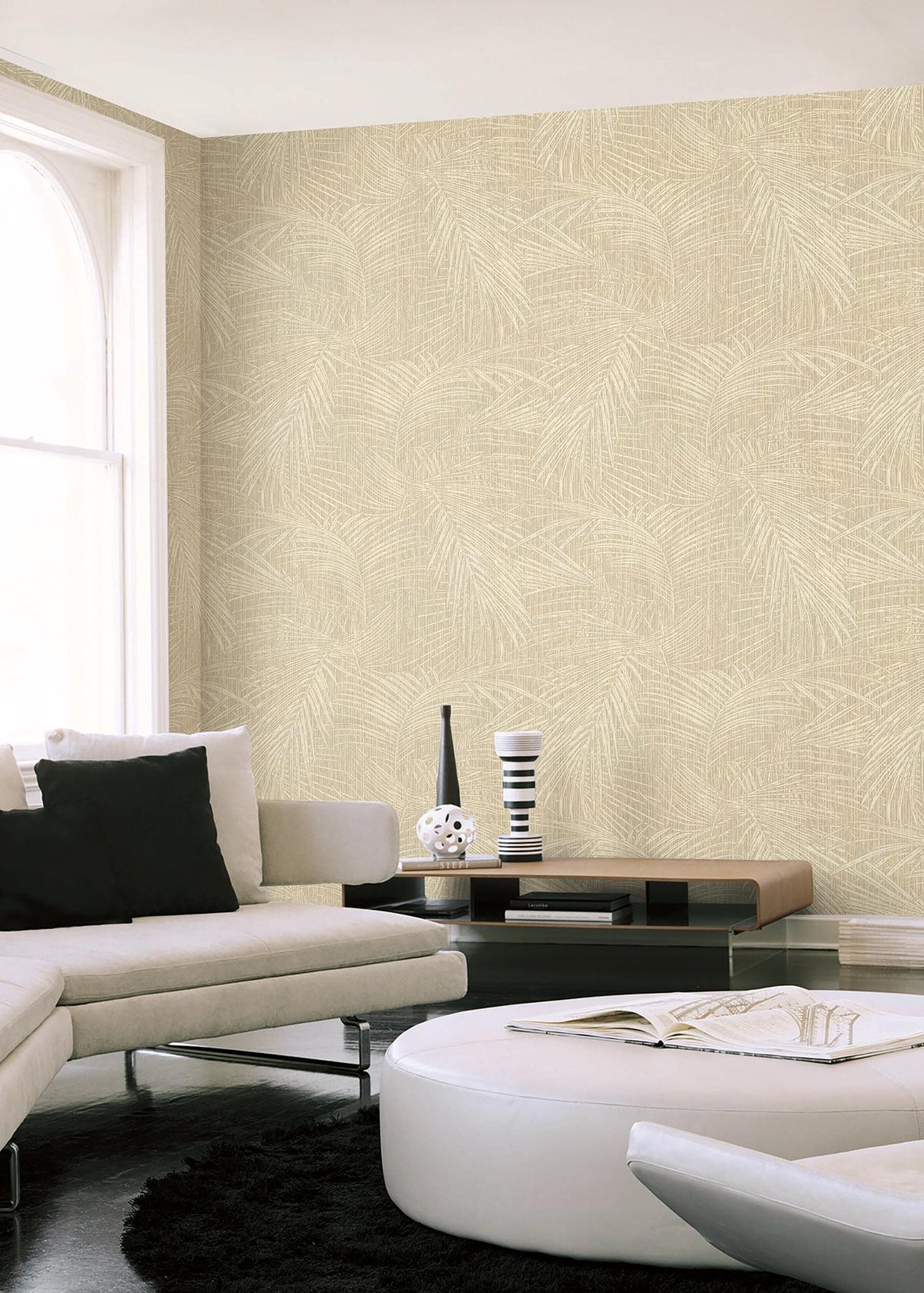 York Wallcoverings Della Palm Wheat Wallpaper