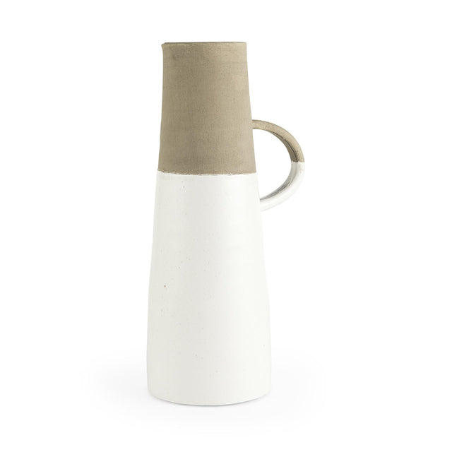 Mercana Garand Large 18.8H Two-Toned White Natural Ceramic Jug