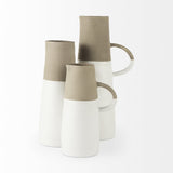 Mercana Garand Large 18.8H Two-Toned White Natural Ceramic Jug