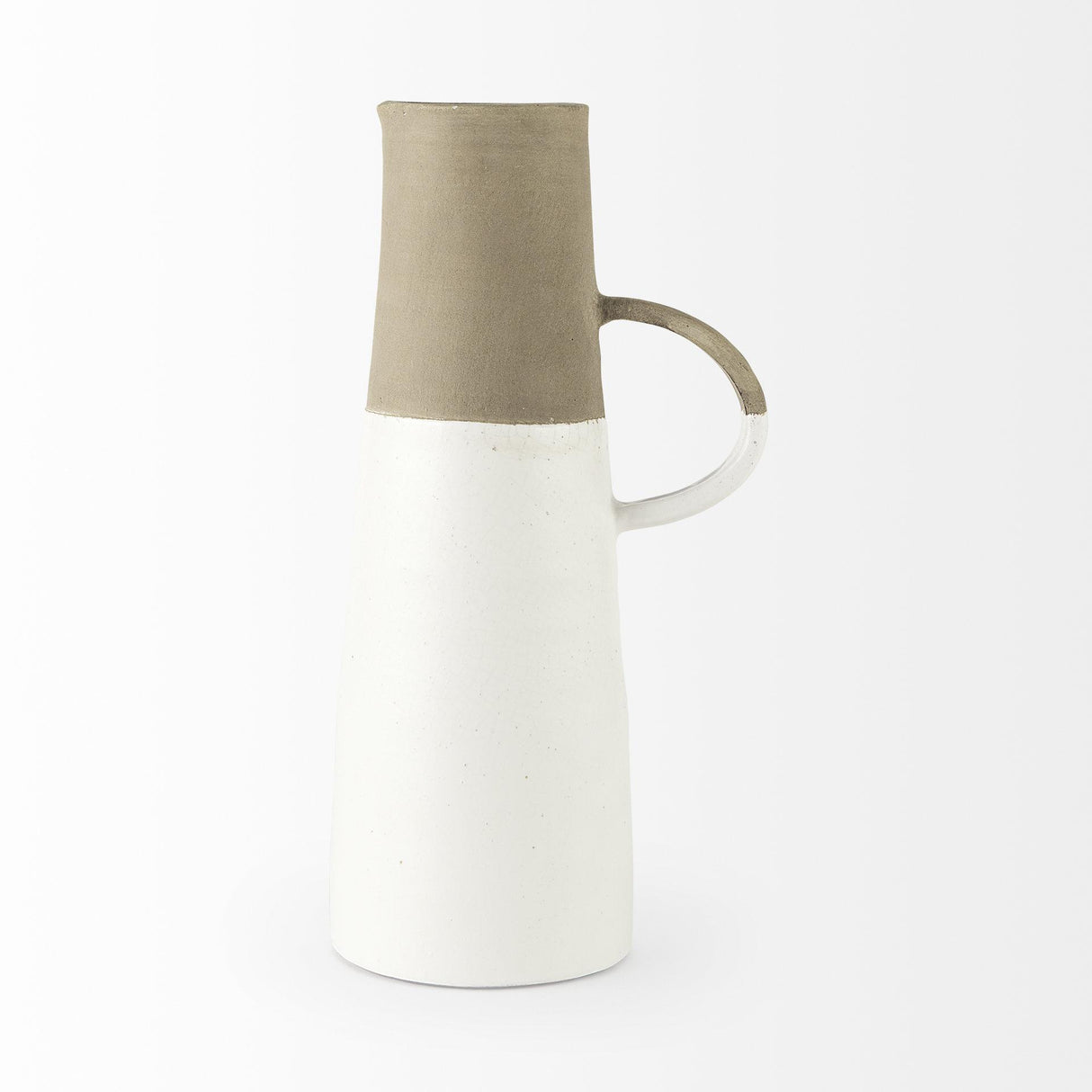 Mercana Garand Large 18.8H Two-Toned White Natural Ceramic Jug