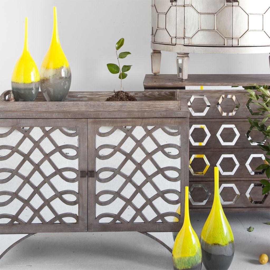 Mercana Jasse Large Yellow/Gray Ombre Glass Vase