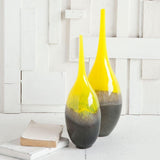 Mercana Jasse Large Yellow/Gray Ombre Glass Vase