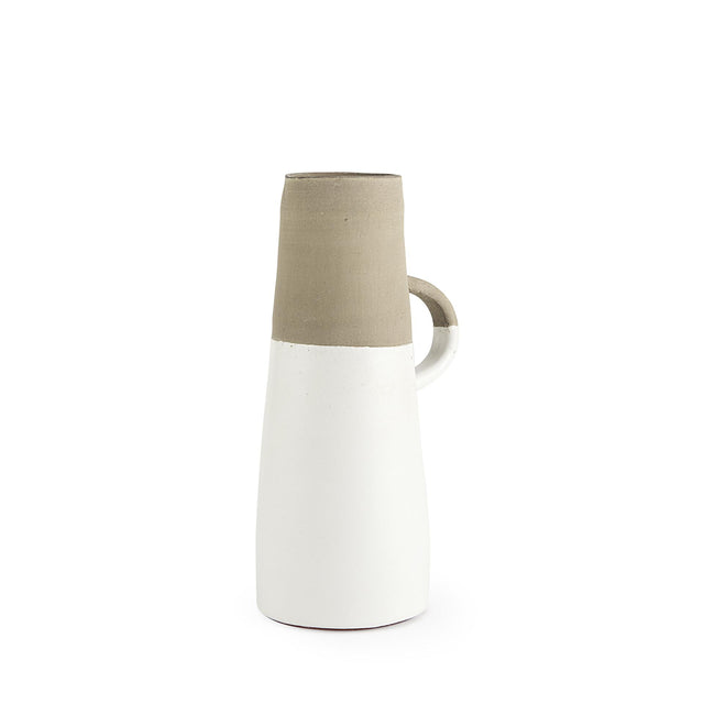 Mercana Garand Medium 15H Two-Toned White Natural Ceramic Jug