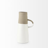 Mercana Garand Medium 15H Two-Toned White Natural Ceramic Jug