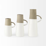Mercana Garand Medium 15H Two-Toned White Natural Ceramic Jug