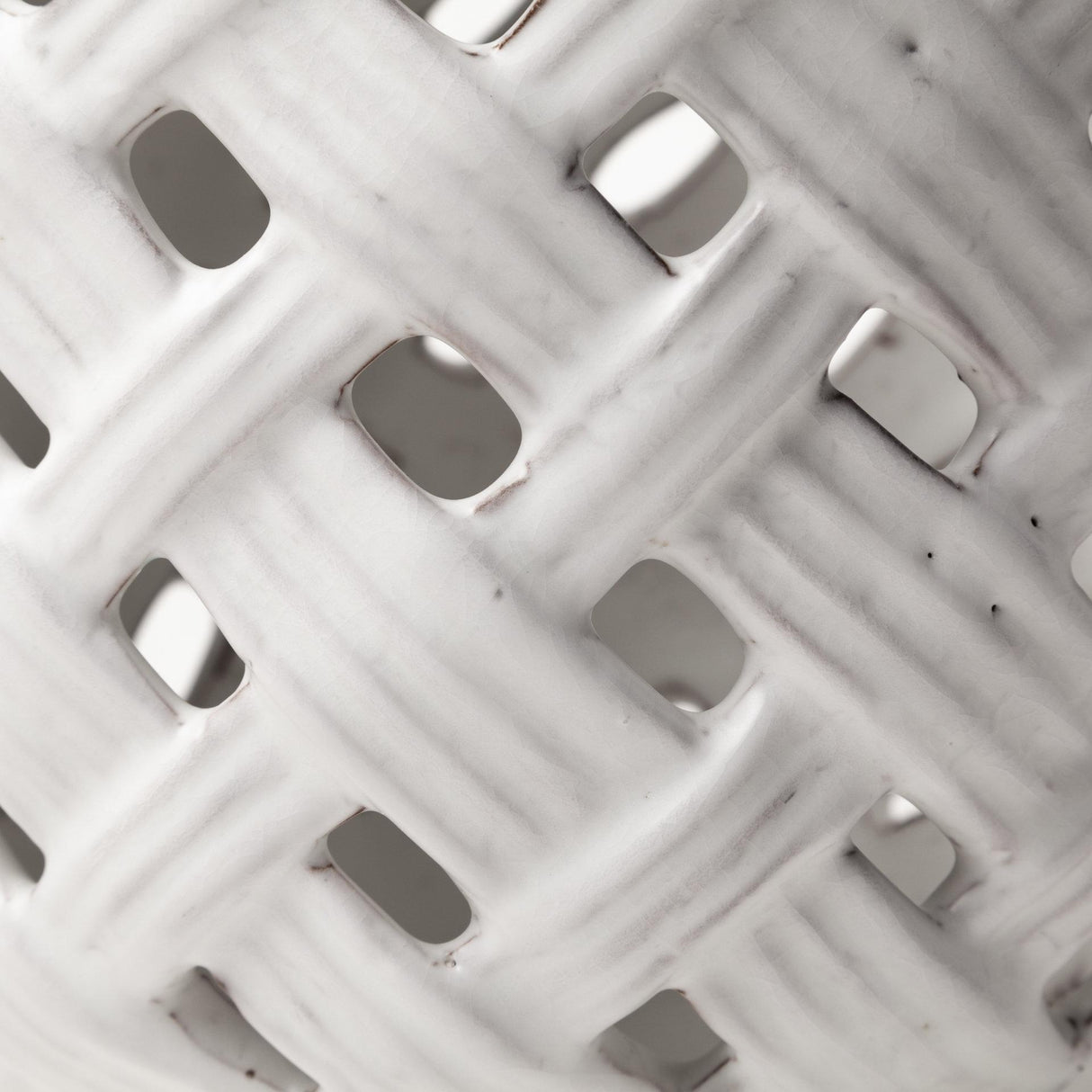 Mercana Forillon I Short White Glazed Lattice Pattern Vase