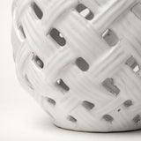 Mercana Forillon I Short White Glazed Lattice Pattern Vase