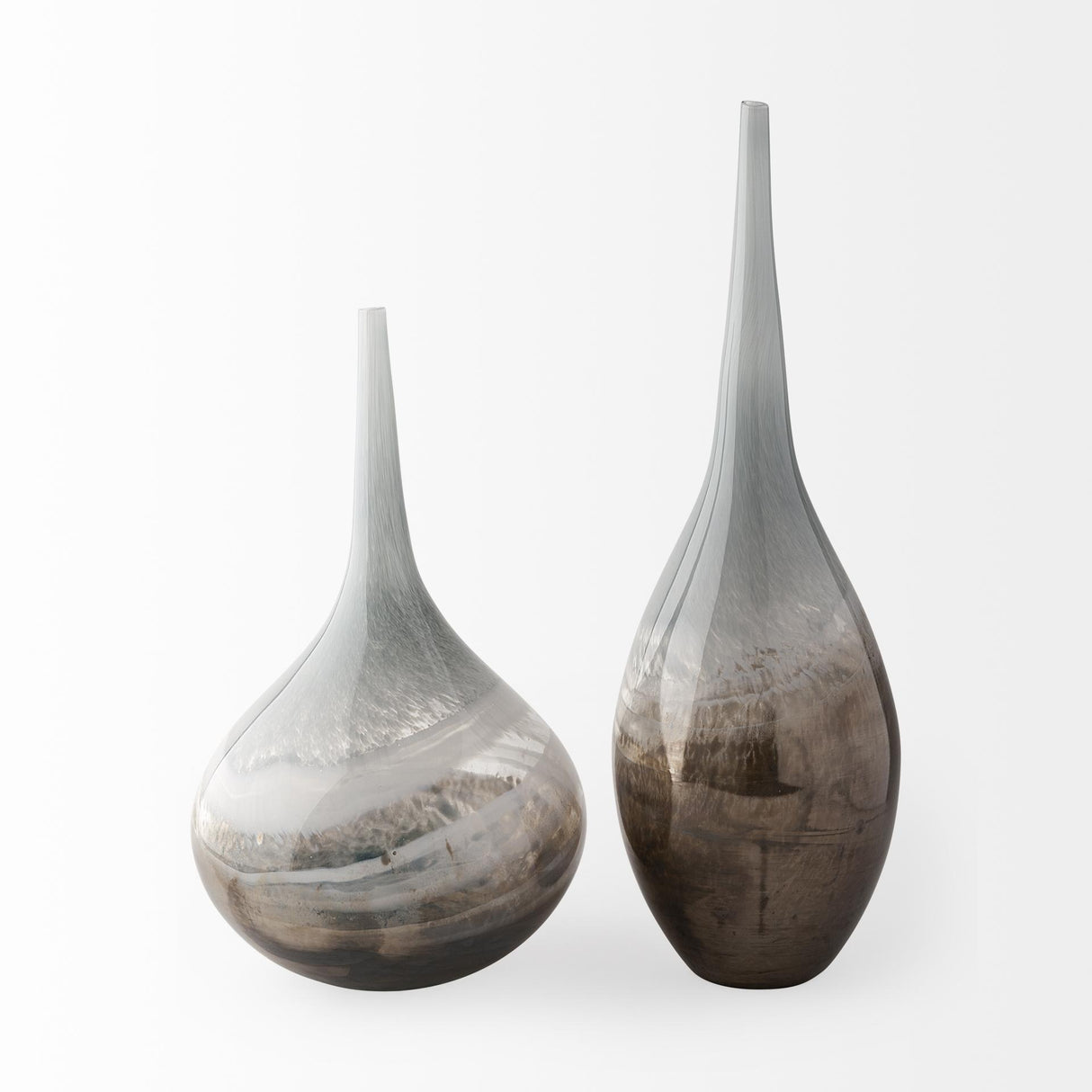 Mercana Erie I Short Two Toned Sky Blue Dark Brown Blown Glass Vase