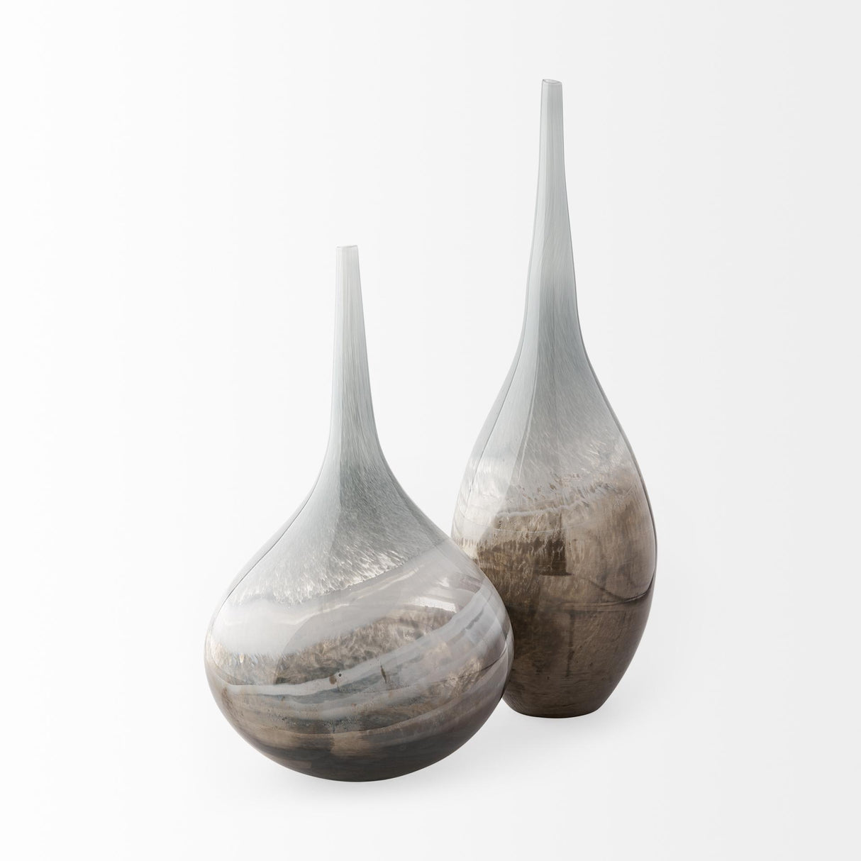 Mercana Erie I Short Two Toned Sky Blue Dark Brown Blown Glass Vase