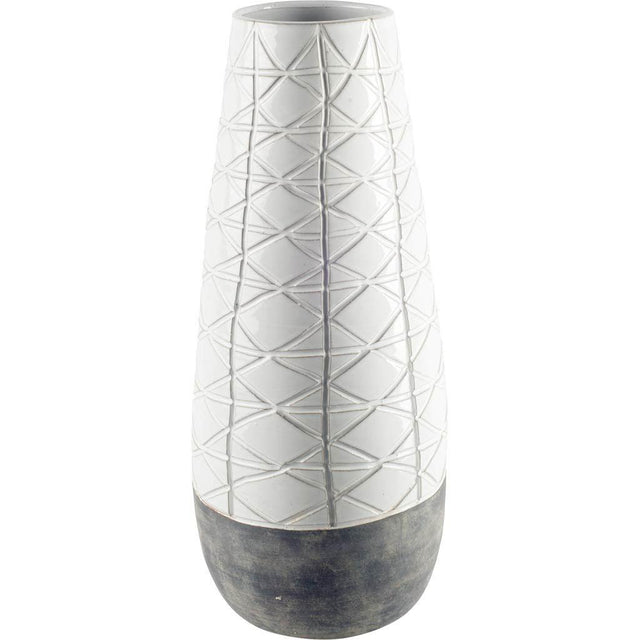 Mercana Harrier II Large Gray Ceramic Dark Base White Vase