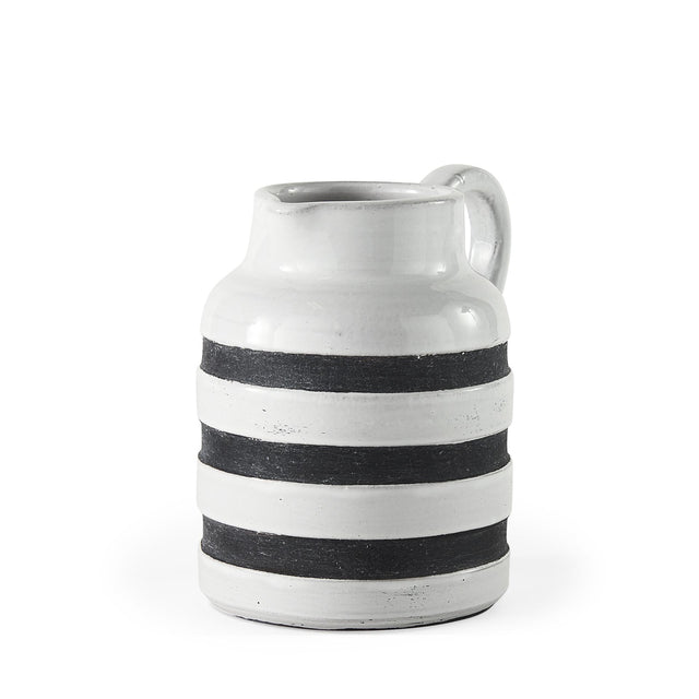 Mercana Harmon I Small White w/ Charcoal Stripes Ceramic Jug