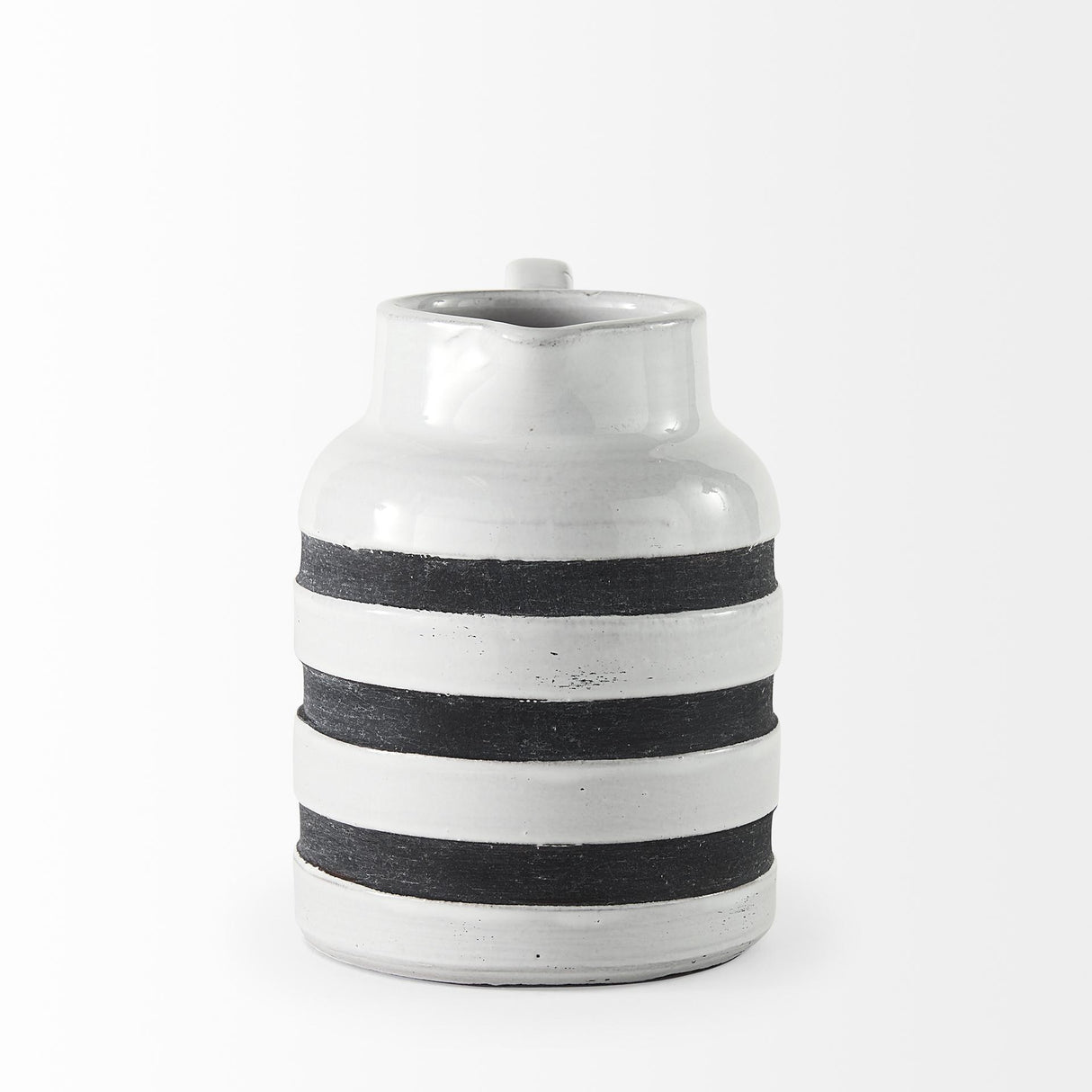 Mercana Harmon I Small White w/ Charcoal Stripes Ceramic Jug