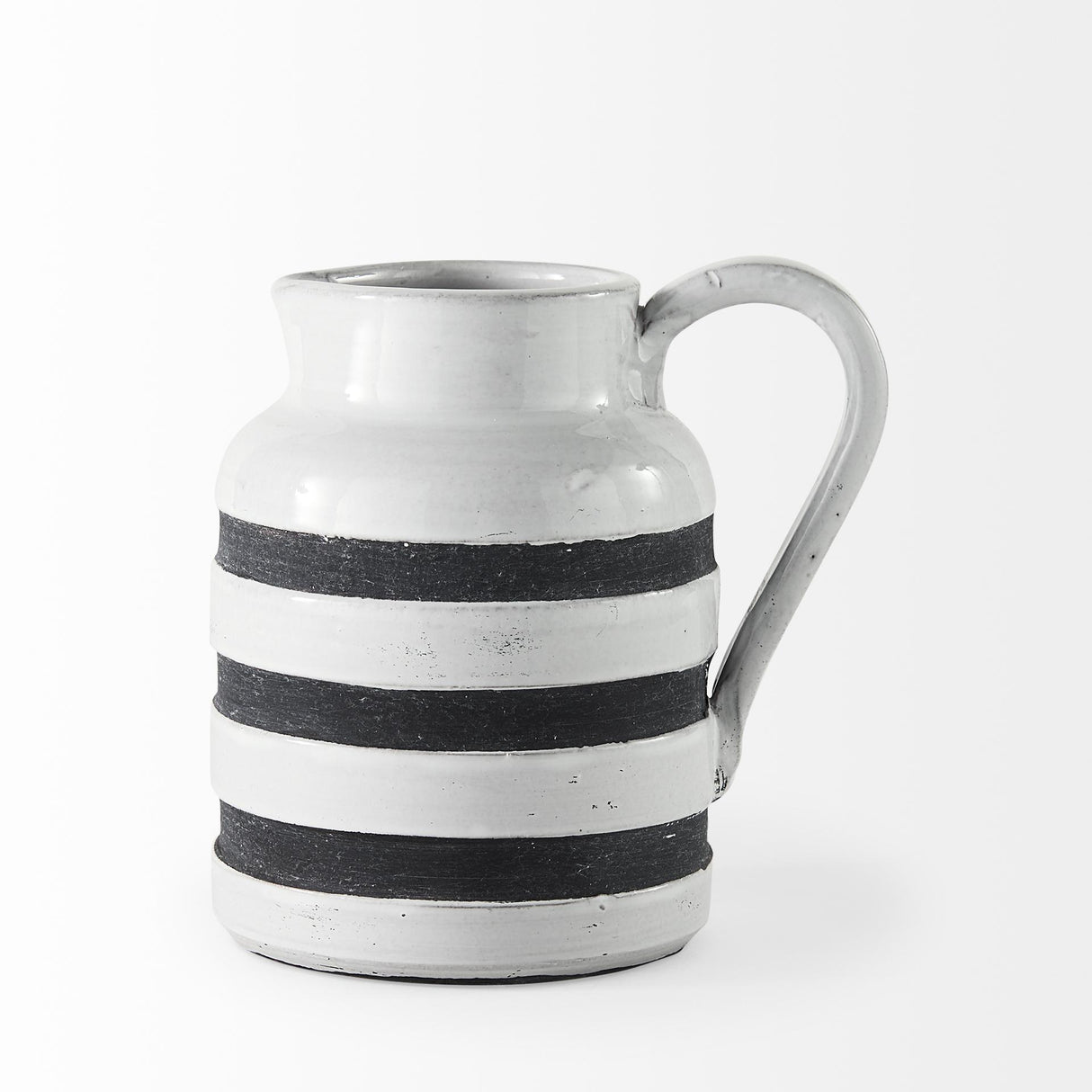 Mercana Harmon I Small White w/ Charcoal Stripes Ceramic Jug