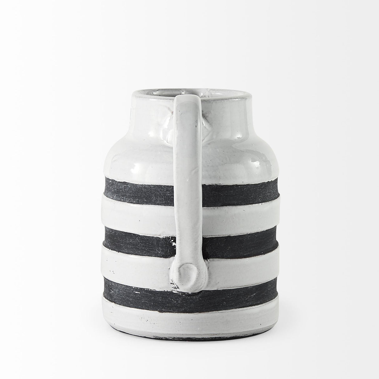 Mercana Harmon I Small White w/ Charcoal Stripes Ceramic Jug