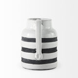 Mercana Harmon I Small White w/ Charcoal Stripes Ceramic Jug