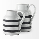 Mercana Harmon I Small White w/ Charcoal Stripes Ceramic Jug