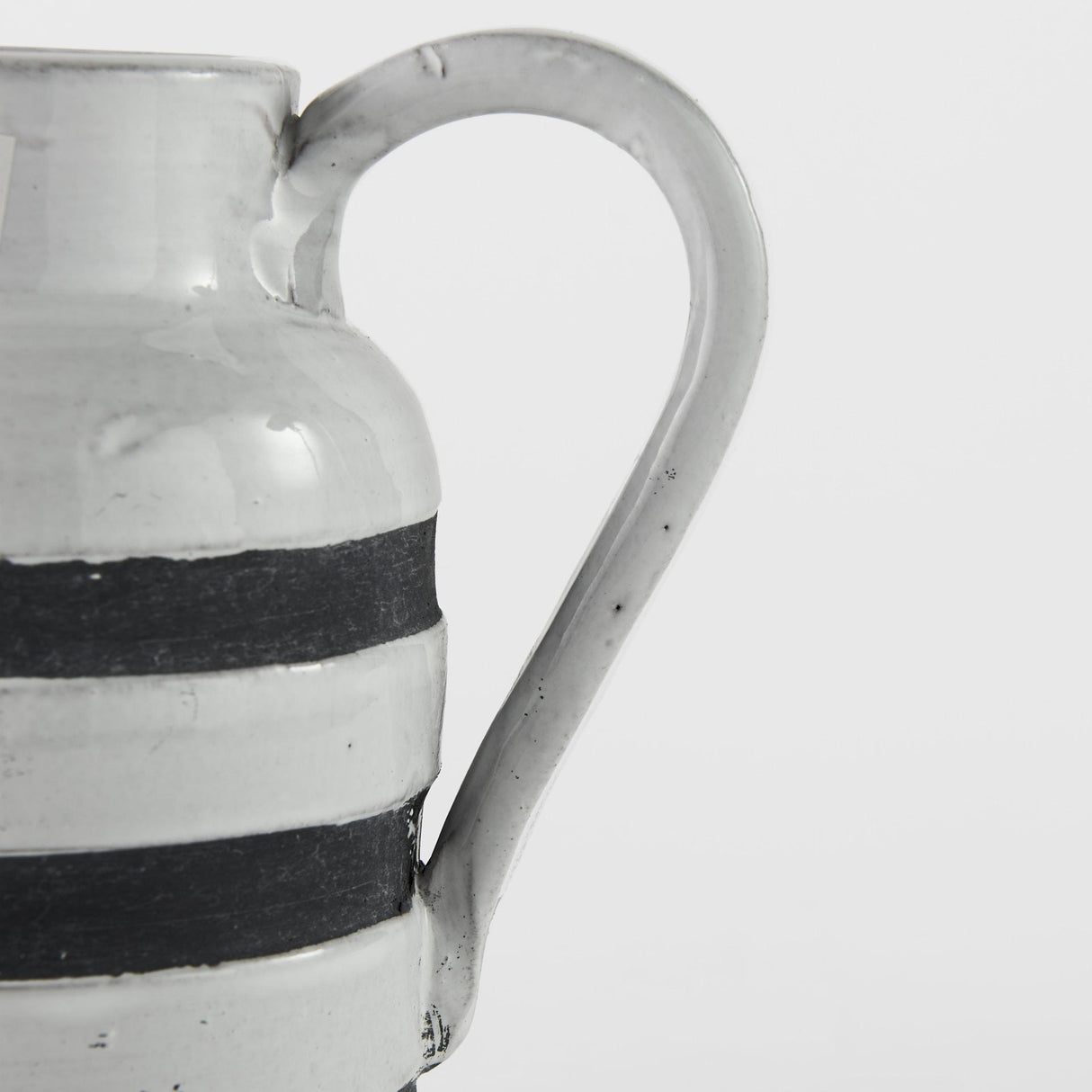 Mercana Harmon I Small White w/ Charcoal Stripes Ceramic Jug