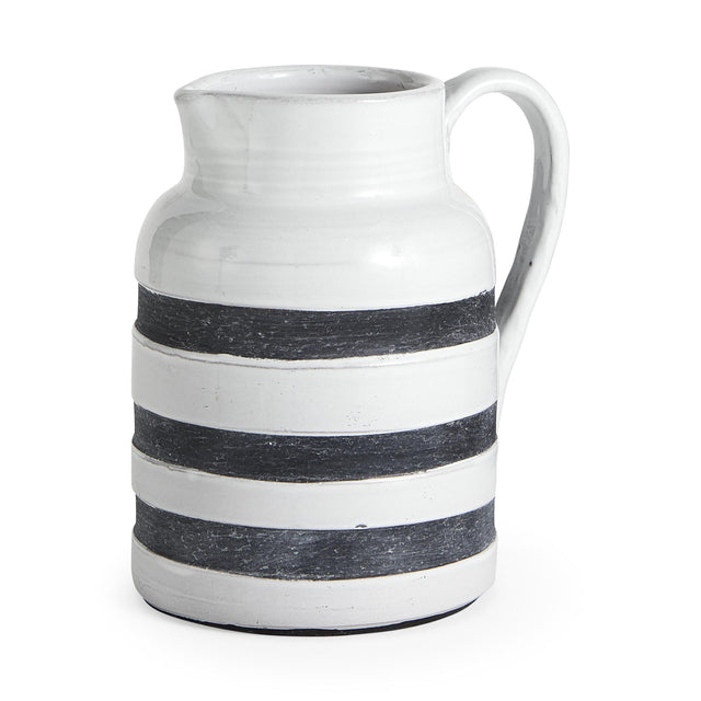 Mercana Harmon II Large White w/ Charcoal Stripes Ceramic Jug
