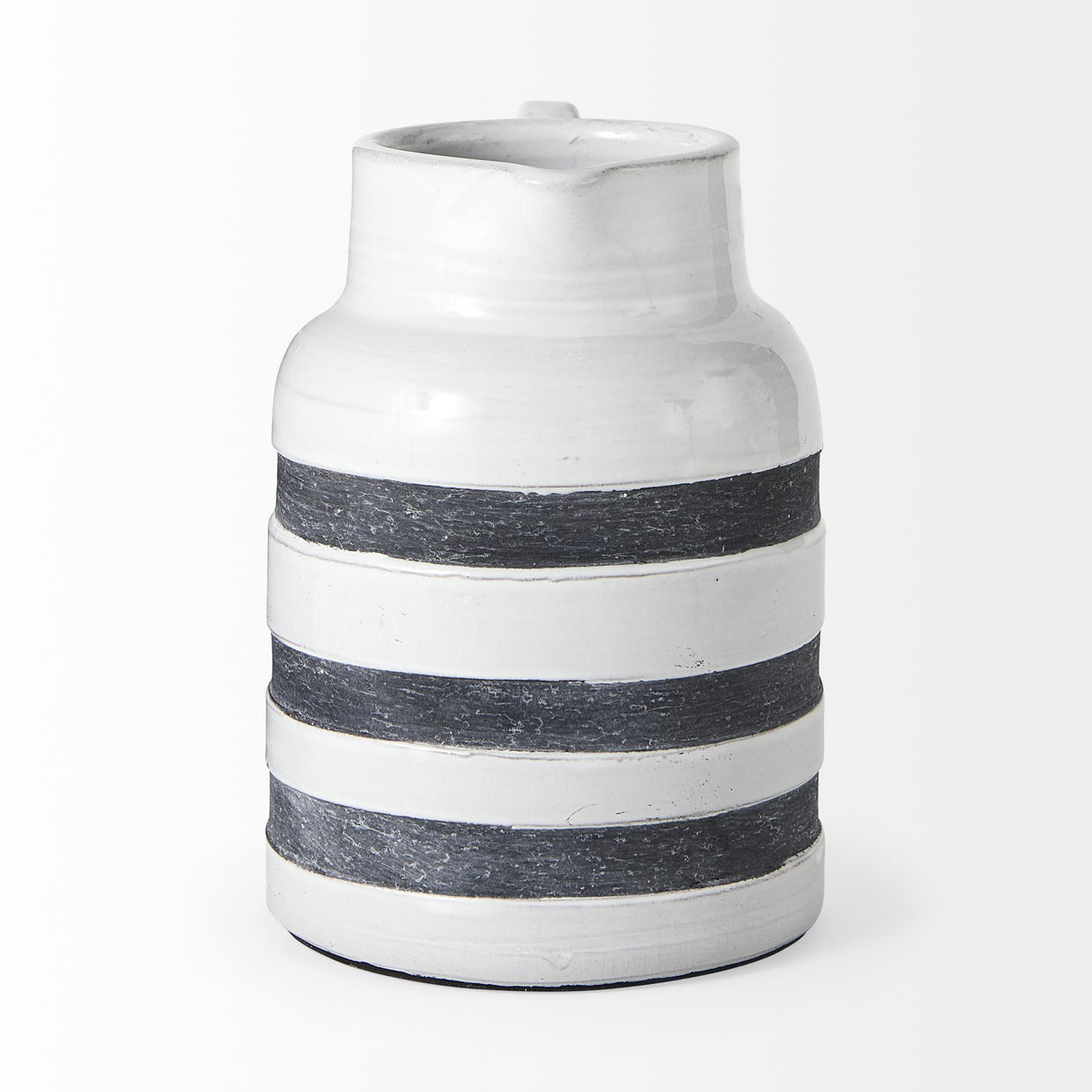 Mercana Harmon II Large White w/ Charcoal Stripes Ceramic Jug
