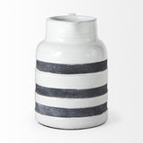 Mercana Harmon II Large White w/ Charcoal Stripes Ceramic Jug