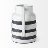 Mercana Harmon II Large White w/ Charcoal Stripes Ceramic Jug
