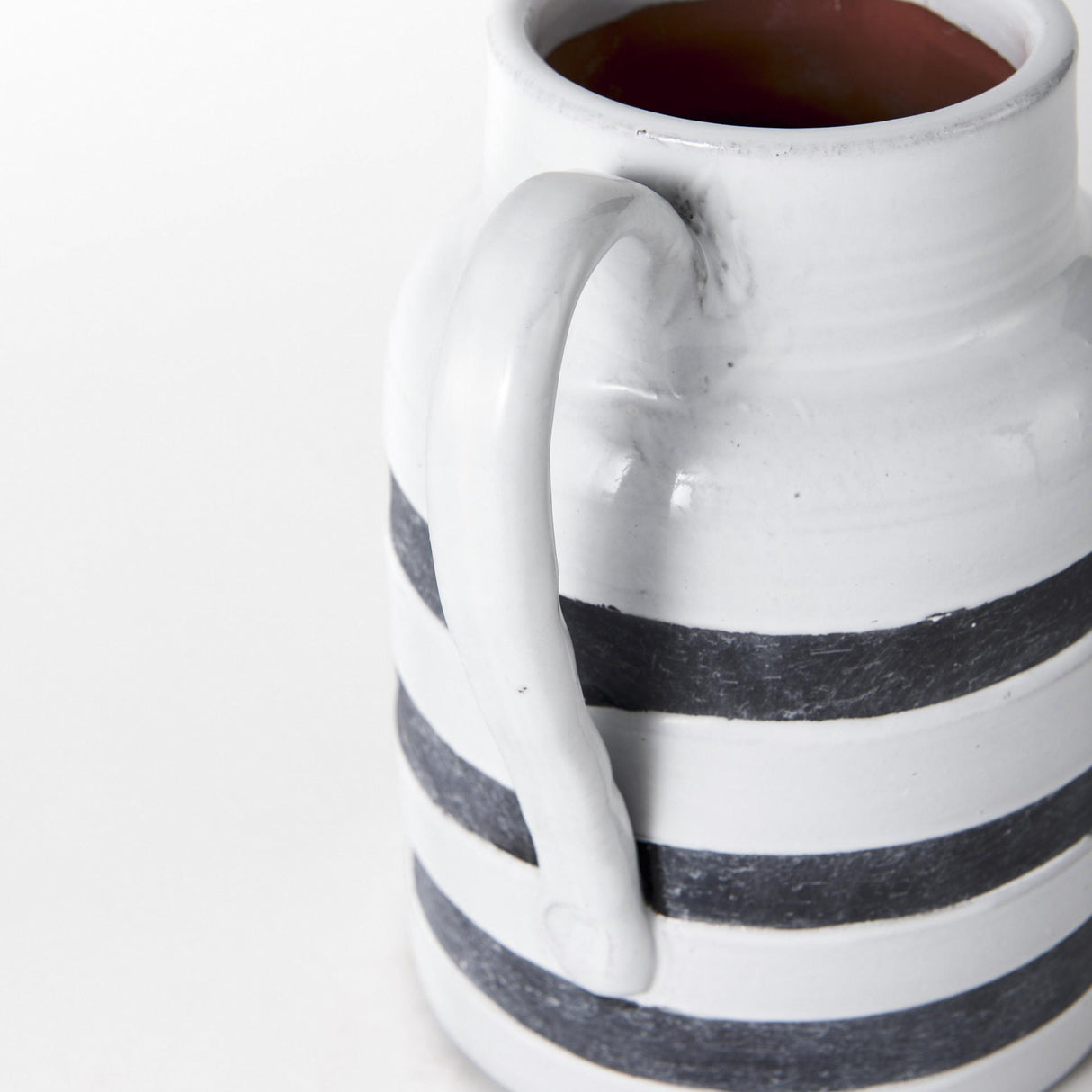 Mercana Harmon II Large White w/ Charcoal Stripes Ceramic Jug