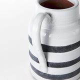 Mercana Harmon II Large White w/ Charcoal Stripes Ceramic Jug