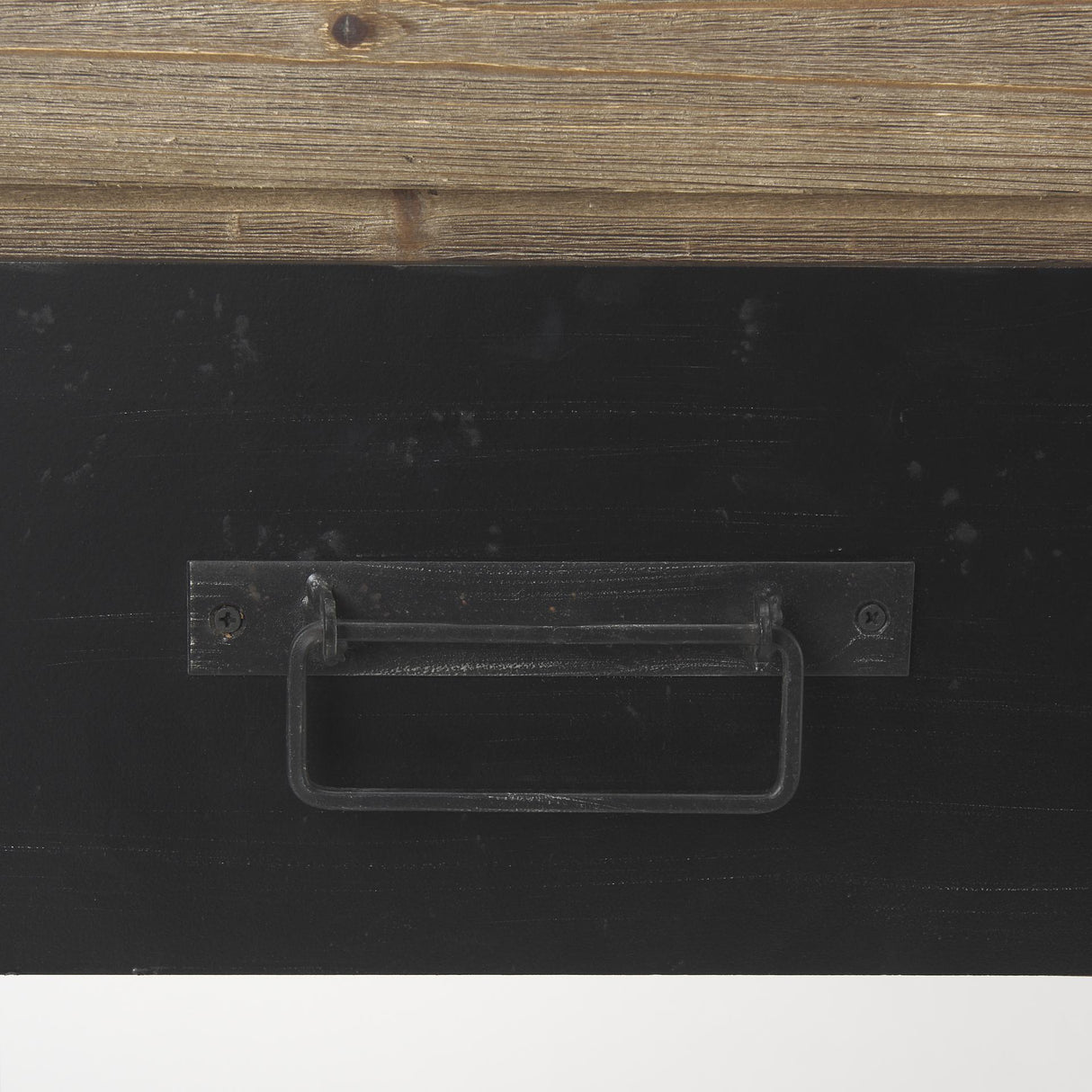 Mercana Carga 48L x 12W Black Metal Frame Brown Wooden Top Console Table W/Storage