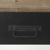 Mercana Carga 48L x 12W Black Metal Frame Brown Wooden Top Console Table W/Storage