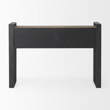 Mercana Carga 48L x 12W Black Metal Frame Brown Wooden Top Console Table W/Storage