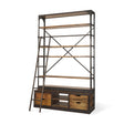 Mercana Brodie II Medium Brown Wood Black Ladder Four Shelf Shelving Unit 57L x 20.5W x94H