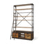 Mercana Brodie II Medium Brown Wood Black Ladder Four Shelf Shelving Unit 57L x 20.5W x94H