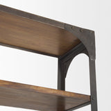Mercana Brodie II Medium Brown Wood Black Ladder Four Shelf Shelving Unit 57L x 20.5W x94H