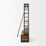 Mercana Brodie II Medium Brown Wood Black Ladder Four Shelf Shelving Unit 57L x 20.5W x94H