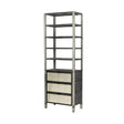 Mercana Sunnyvale 32L x 18W x 90H Dark Brown Solid Wood and Mirrored Glass Four Shelf Shelving Unit