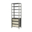Mercana Sunnyvale 32L x 18W x 90H Dark Brown Solid Wood and Mirrored Glass Four Shelf Shelving Unit