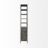 Mercana Sunnyvale 32L x 18W x 90H Dark Brown Solid Wood and Mirrored Glass Four Shelf Shelving Unit