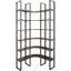 Mercana Turner I 37L x 10.5W x 90H Curved Brown Wood and Black Iron Six Shelving Unit