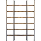 Mercana Taunton I 80L x 10.5W x 90H Brown Wood and Black Iron Six Shelving Unit