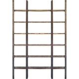 Mercana Taunton I 80L x 10.5W x 90H Brown Wood and Black Iron Six Shelving Unit