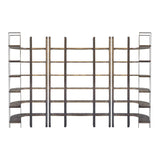 Mercana Taunton I 80L x 10.5W x 90H Brown Wood and Black Iron Six Shelving Unit