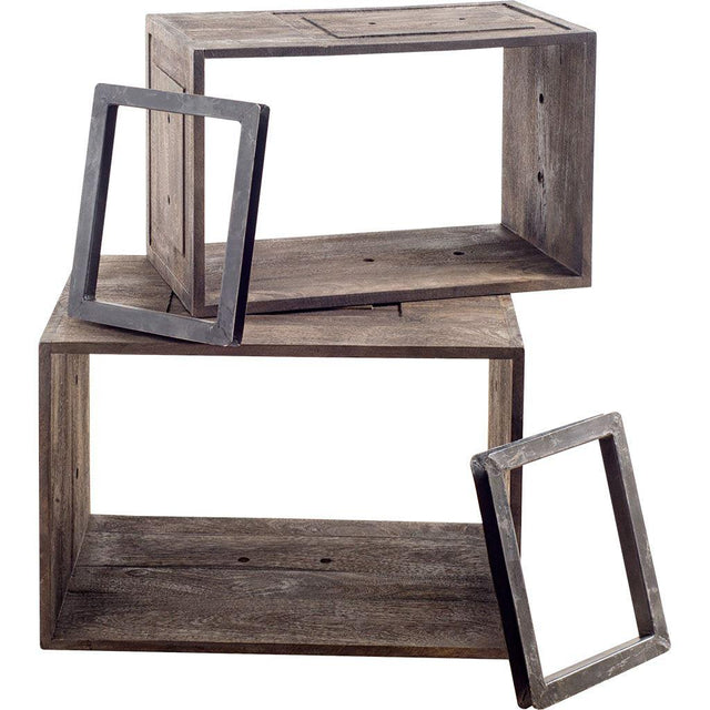 Mercana Simul Brown Wood 2 Shelves Modular Shelving Unit