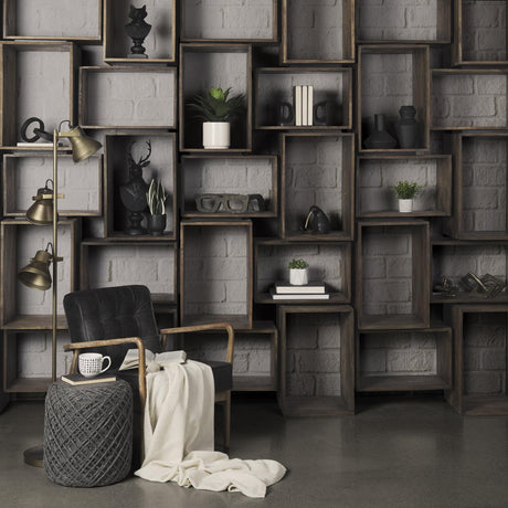 Mercana Simul Brown Wood 2 Shelves Modular Shelving Unit