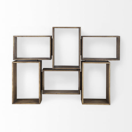 Mercana Simul Brown Wood 2 Shelves Modular Shelving Unit