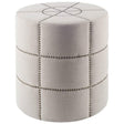 Mercana Beacon 20.5"H Cream Fabric w/ Metal Tacks Round Ottoman