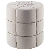 Mercana Beacon 20.5"H Cream Fabric w/ Metal Tacks Round Ottoman